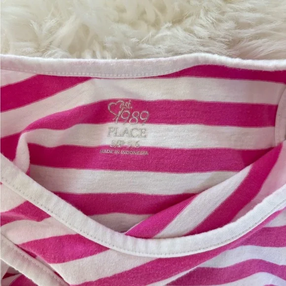 The Children's Place Pink & White Striped Bodice Floral Border Dress - Picture 8 of 8